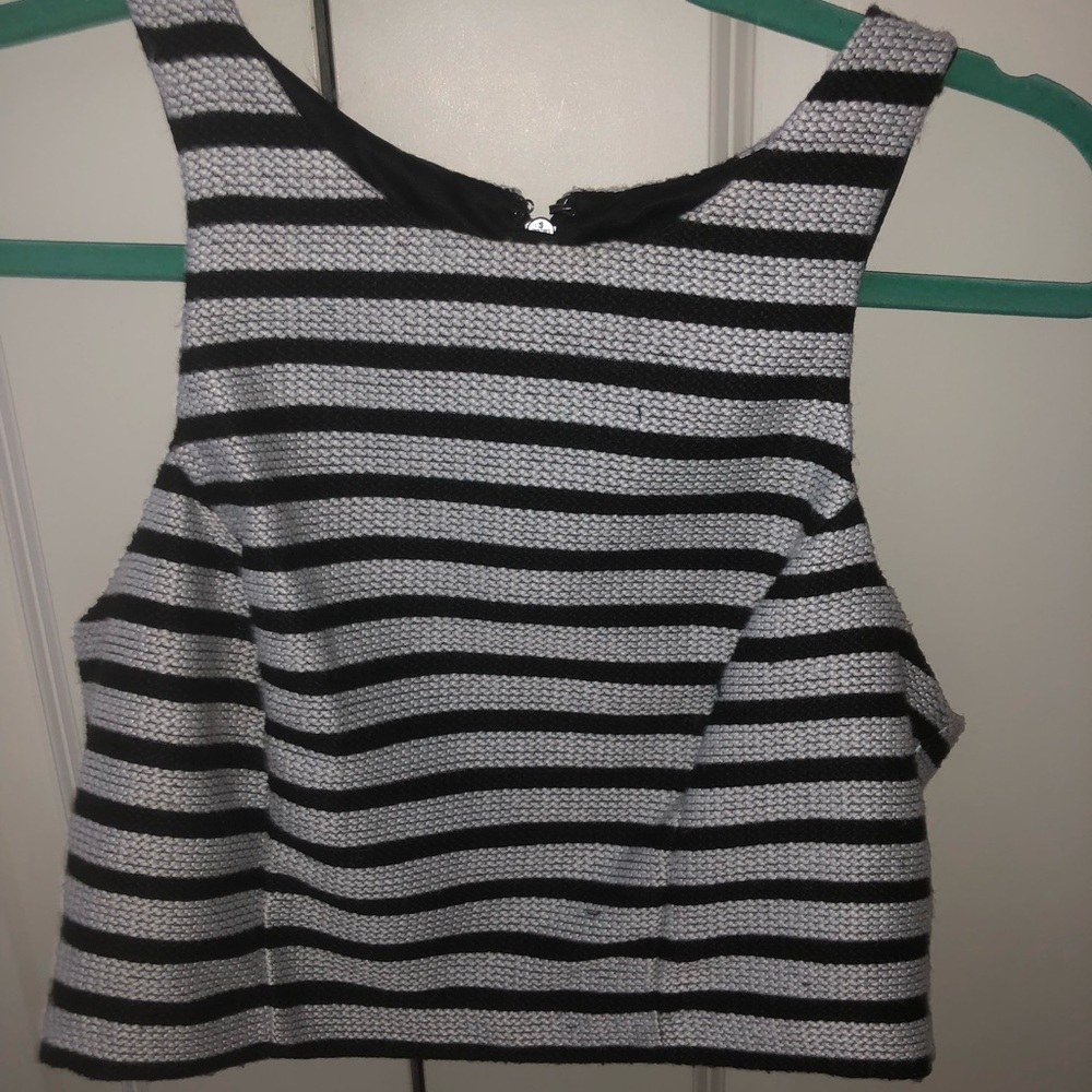 Black and White Stripe Crop Top
